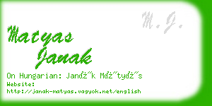 matyas janak business card